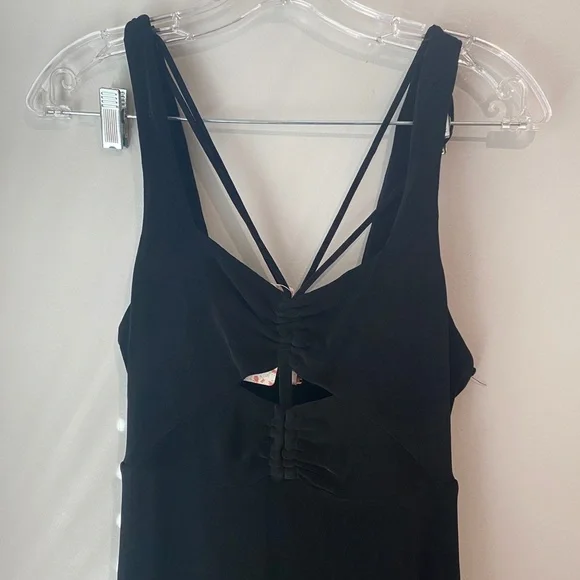 Free People Hypnotized Knit Maxi Dress Strappy Cutout NWT in Black size S - Picture 5 of 12